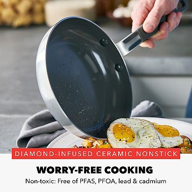 Bobby Flay by GreenPan PFAS-Free Nonstick Stainless Steel 8” and 10” Frypan Set