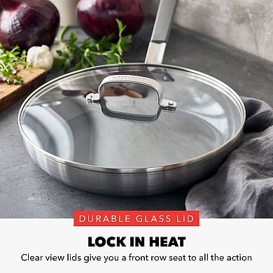 Bobby Flay by GreenPan PFAS-Free Nonstick Stainless Steel 12” Frypan with Lid