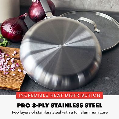 Bobby Flay by GreenPan PFAS-Free Nonstick Stainless Steel 12” Frypan with Lid