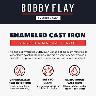 Bobby Flay By GreenPan 5.5QT Enameled Cast Iron Dutch Oven