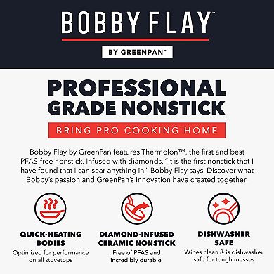 Bobby Flay by GreenPan Professional Grade Ceramic Nonstick 2.53QT Saucepan with Lid