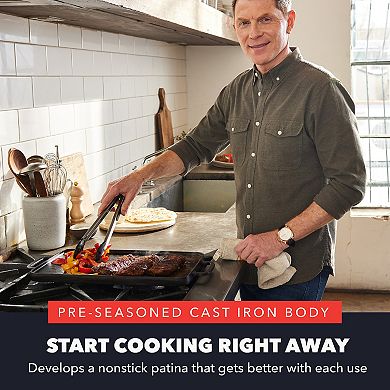 Bobby Flay by GreenPan 11” x 16.5” Reversible Cast Iron Grill Griddle
