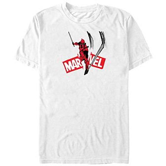 Big & Tall Marvel Deadpool Slashing Marvel Logo Graphic Tee