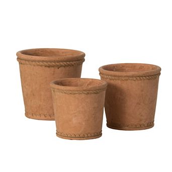 Terracotta Rope Texture Cement Pot Table Decor 3 pc Set