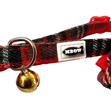 Meow Bow Plaid Bow Cat Collar with Bell