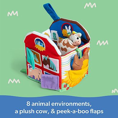 Spin Master Ms. Rachel Sensory Learning Farm Foldable Baby Book with Plush Cow