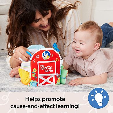 Spin Master Ms. Rachel Sensory Learning Farm Foldable Baby Book with Plush Cow