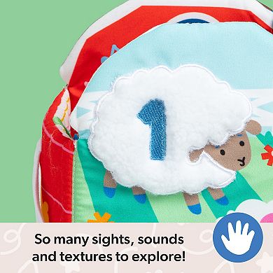 Spin Master Ms. Rachel Sensory Learning Farm Foldable Baby Book with Plush Cow