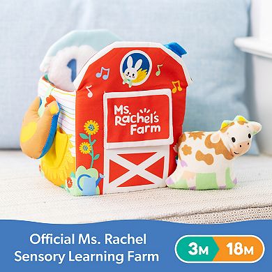 Spin Master Ms. Rachel Sensory Learning Farm Foldable Baby Book with Plush Cow