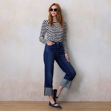 Women's LC Lauren Conrad High Rise Straight Jeans With Folded Cuff