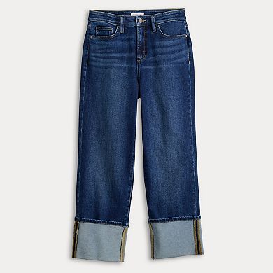 Women's LC Lauren Conrad High Rise Straight Jeans With Folded Cuff