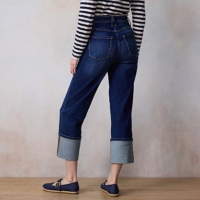 Women's LC Lauren Conrad High Rise Straight Jeans With Folded Cuff