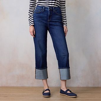 Women's LC Lauren Conrad High Rise Straight Jeans With Folded Cuff