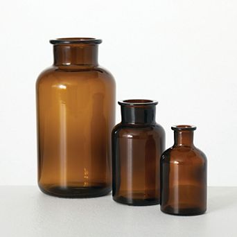 Sullivan's Amber Apothecary Vase Table Decor 3 pc Set