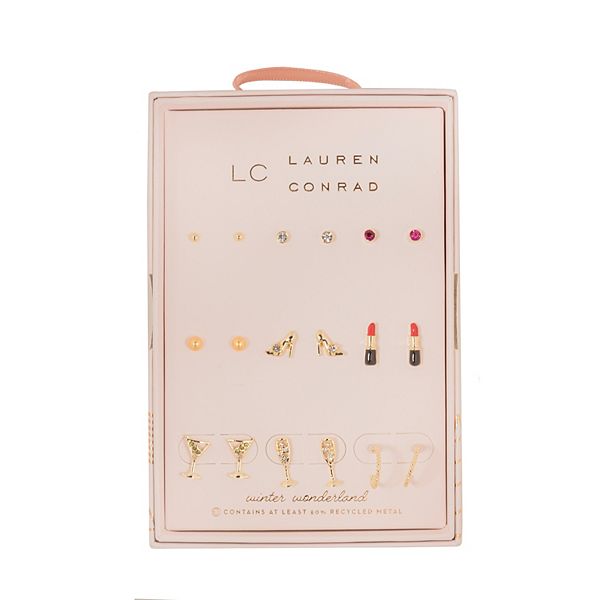 LC Lauren Conrad 9-Piece Girly Icon Earring Set - Red