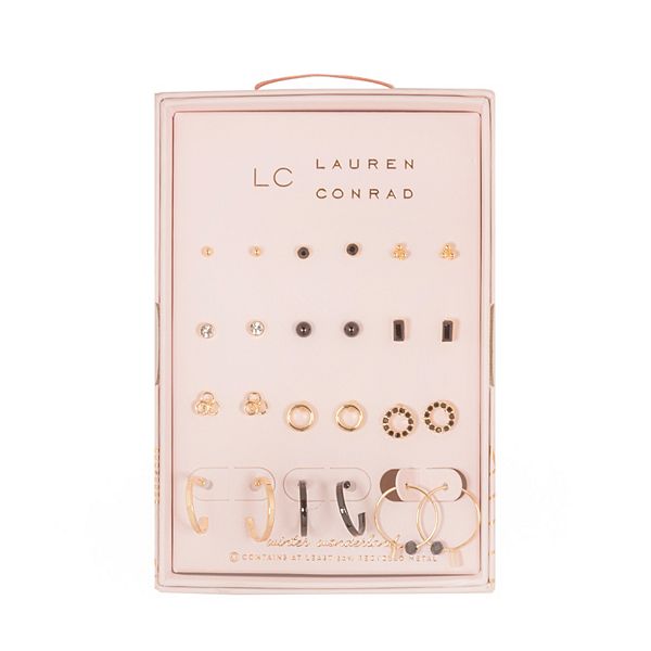 LC Lauren Conrad 12-Piece Mixed Media Earring Set - Black