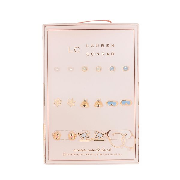 LC Lauren Conrad 9-Piece Ski Icon Earring Set - White