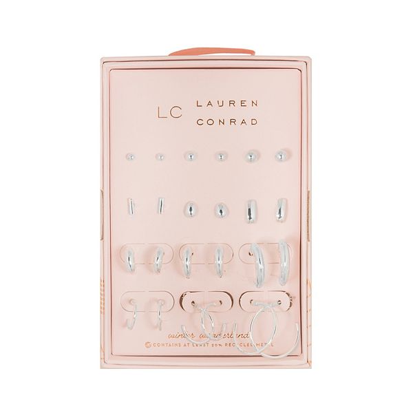 LC Lauren Conrad 12-Piece Silver Tone Clean Metal Earring Set - None