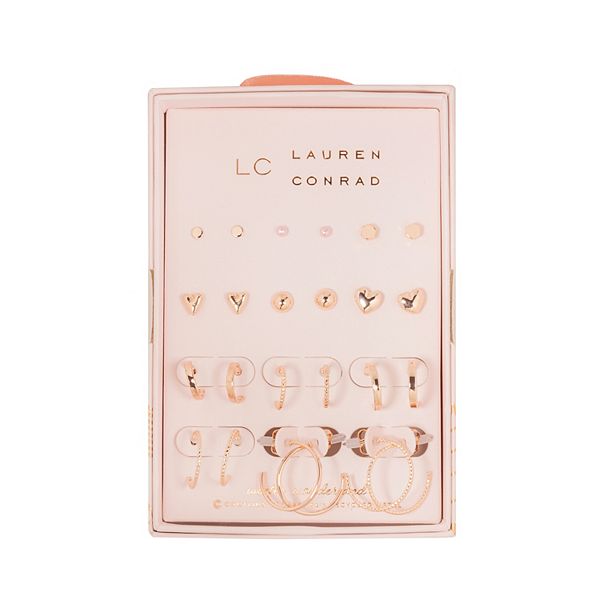 LC Lauren Conrad 12-Piece Clean Metal Shape Earring Set - None