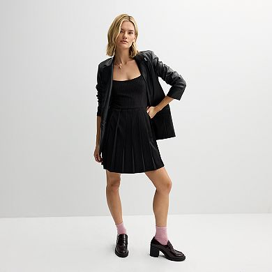 Juniors' Live To Be Spoiled Pleated Menswear Dress