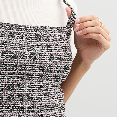 Juniors' Live To Be Spoiled Tweed Layered Look Top