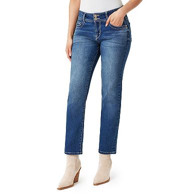 Juniors' WallFlower Luscious Mid Rise Curvy Straight-Fit Stretch Jeans