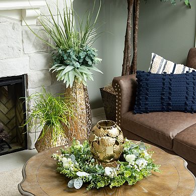 Gold Finish Hammered Tall Vase Floor Decor