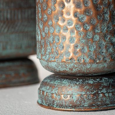 Hammered Shiny Ombre Vase Table Decor 2-piece Set