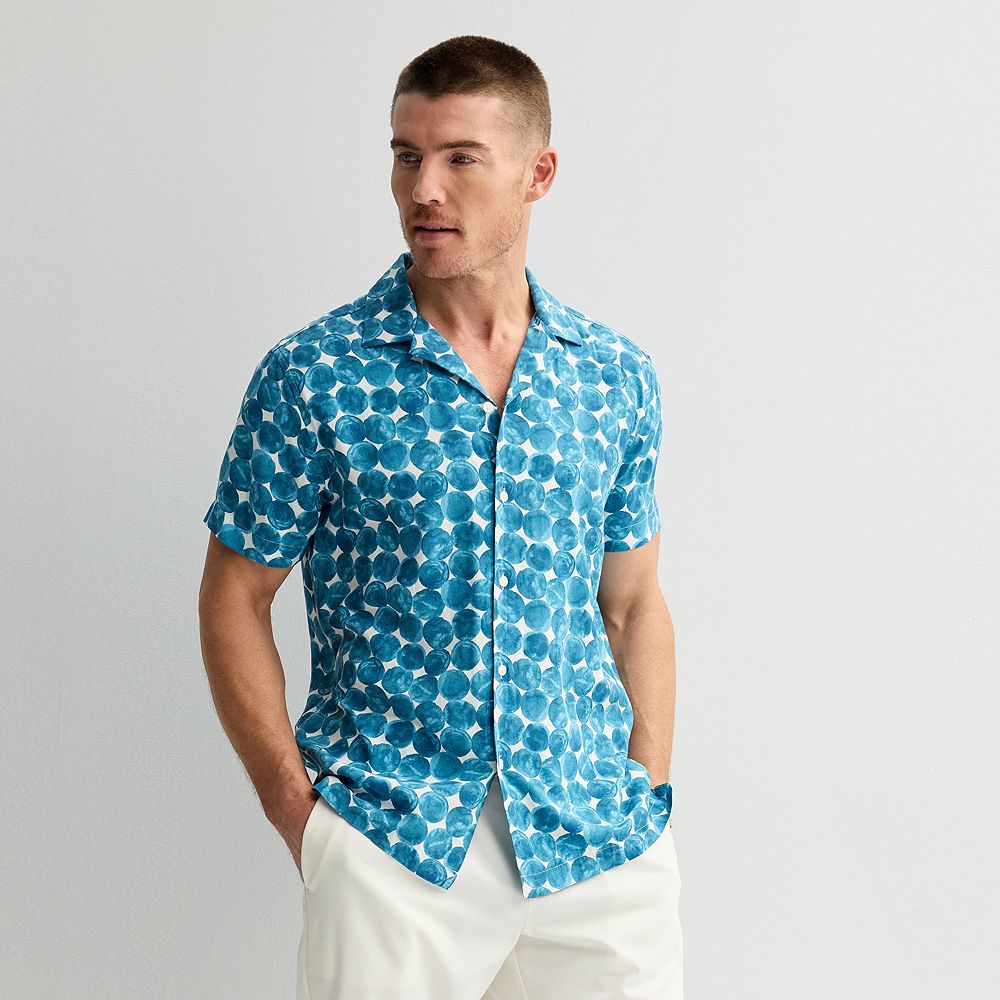 【美品】L'Appartement New A Line Shirts Men's Apt. 9 Short Sleeve Rayon Camp Collar Shirt