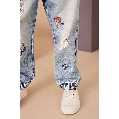 Girls 4-12 NEXT Embroidered Flower Jeans