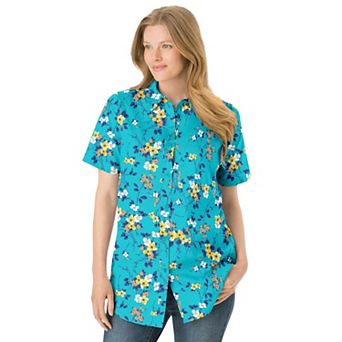 Woman Within Plus Size Perfect Short Sleeve Shirt