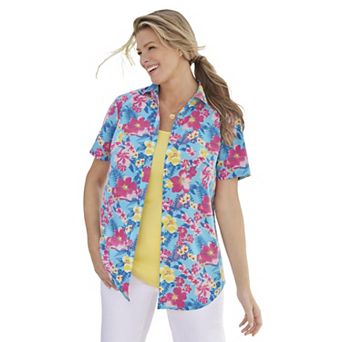 Woman Within Plus Size Petite Perfect Short Sleeve Shirt