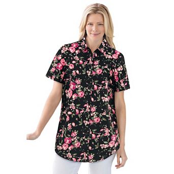 Woman Within Plus Size Petite Perfect Short Sleeve Shirt