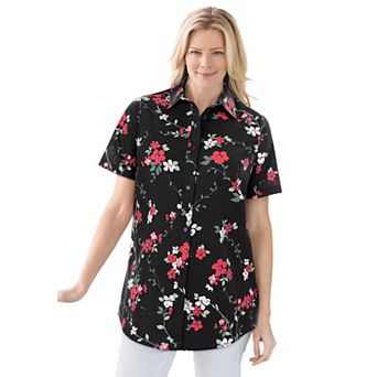 Woman Within Plus Size Petite Perfect Short Sleeve Shirt