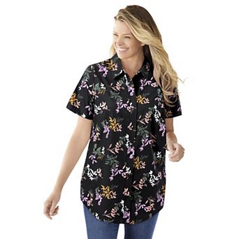 Woman Within Plus Size Petite Perfect Short Sleeve Shirt