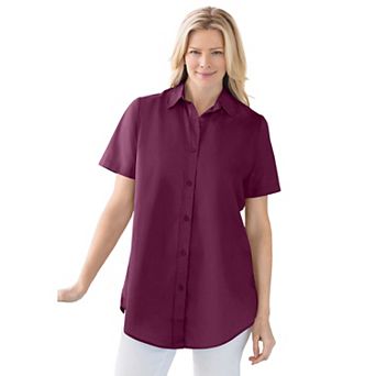 Woman Within Plus Size Petite Perfect Short Sleeve Shirt
