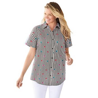 Woman Within Plus Size Petite Perfect Short Sleeve Shirt