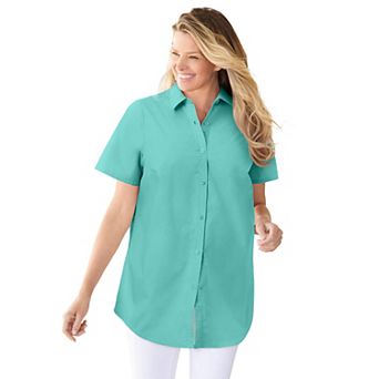 Woman Within Plus Size Petite Perfect Short Sleeve Shirt