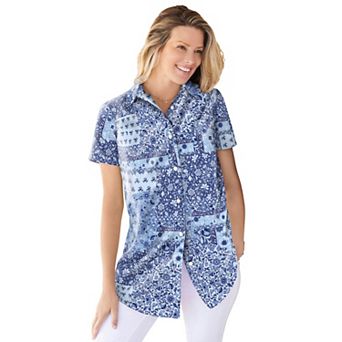 Woman Within Plus Size Petite Perfect Short Sleeve Shirt