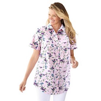 Woman Within Plus Size Petite Perfect Short Sleeve Shirt