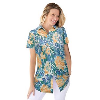 Woman Within Plus Size Perfect Short Sleeve Shirt