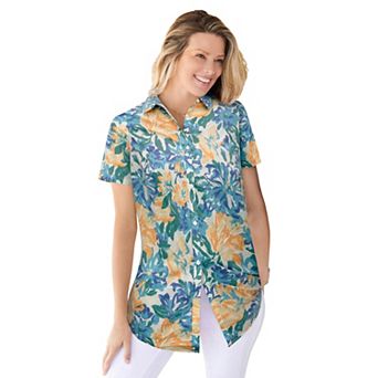 Woman Within Plus Size Petite Perfect Short Sleeve Shirt