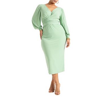 Eloquii Women's Plus Size Cross Front Midi Dress
