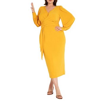 ELOQUII Women's Plus Size Cross Front Midi Dress