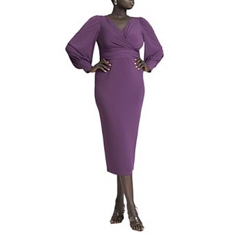 ELOQUII Women's Plus Size Cross Front Midi Dress
