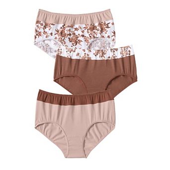 Comfort Choice Plus Size Full Coverage Stretch Cotton Color Block Brief 3-Pack