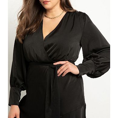 ELOQUII Women's Plus Size Satin Maxi Dress