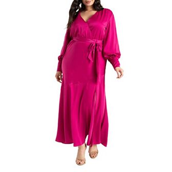 ELOQUII Women's Plus Size Satin Maxi Dress