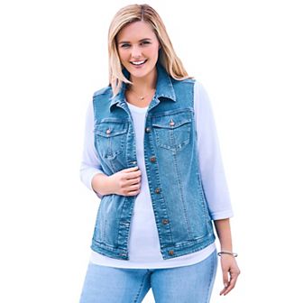 Woman Within Plus Size Stretch Denim Vest