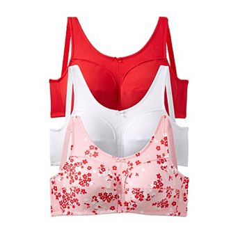 Comfort Choice Women's Plus Size 3-Pack Cotton Wireless Bra